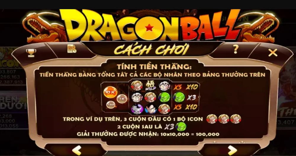 Bảng trả thưởng cụ thể tại Mini Game Dragonball Z Sunwin