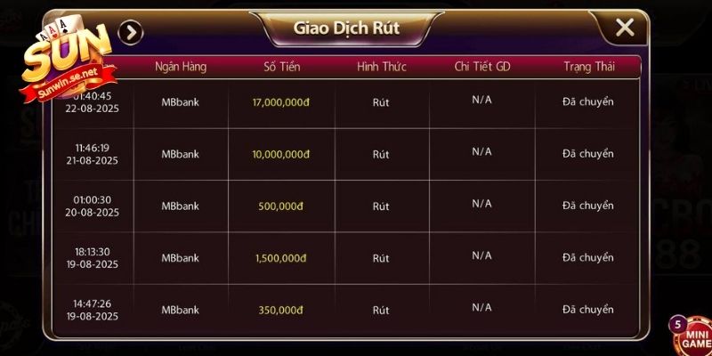 Cập nhật trạng thái nạp rút liên tục bởi nền tảng